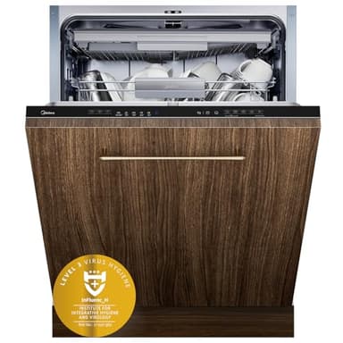 Midea SV 7.03M14B Lavavajillas Integrado 60 cm, 14 MGD, Cajón para cubiertos, Hygiene Care+, Lavavajillas integrado con WiFi, 7 Programas, 42 dB, Protección total contra el agua
