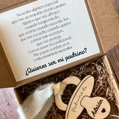 Momkoru | Regalo Personalizado para Madrina o Padrino, quieres ser mi padrino de bautizo, quieres ser mi madrina, idea para pedir ser padrino, propuesta original madrina hecha a mano en España.