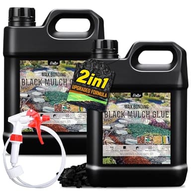 Aglutinante de Grava 4L, Colorante y Pegamento para Mantillo Negro para Pegar Piedras, Unir Corteza y Grava en Bordes - 2-EN-1 Pegamento para Grava Listo para Usar para Roca, Arena, Caminos de Jardín