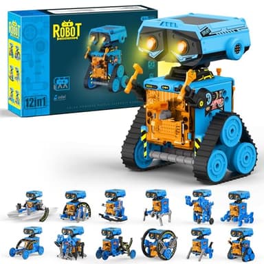 OMWay Robot Solar, Regalos Niños 6 7 8 9 10 Años, Kit Robotica, Navideños Cumpleaños Juguetes Niños 8-12, Educativos Ciencia Experimentos Construcciones, Azul