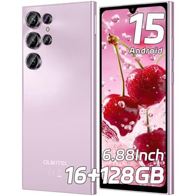 OUKITEL C61 Telefonos Moviles Libres Android 15, 16GB(4+12)+128GB/1TB Smartphone, 6.88" HD+ 90Hz Telefono Movil, Batería 5150mAh movil, Cámara 13MP+5MP, 4G Dual SIM/Face ID/Fingerprint/GPS/OTG, Morado