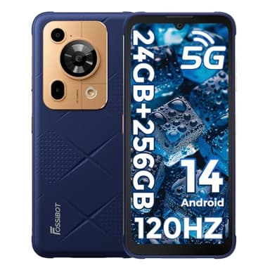 FOSSiBOT F112 Pro - Teléfono móvil irrompible 5G, 6,88" HD+ 120Hz, 24 GB+256 GB Android 14, cámara 50MP+16MP, 7150mAh/18W, Face ID/Fingerprint/GPS/OTG/NFC