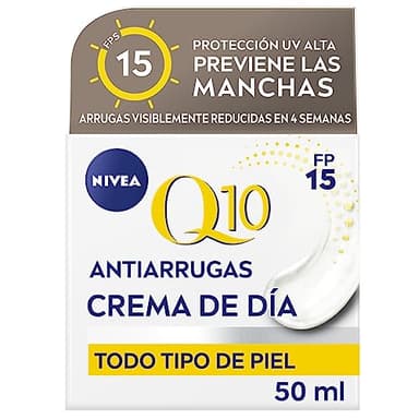 NIVEA Q10 Power Antiarrugas Cuidado de Día FP15 (50 ml), crema antiarrugas facial, crema hidratante con protector solar, crema de día antiedad, crema facial reafirmante