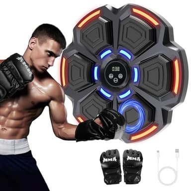 snawowo Music Boxing Machine Adulto - 9 Modos de 9 Velocidad Maquina Boxeo Musical con Guantes - Boxeador de Pared Musical con Bluetooth y Recuento Inteligent