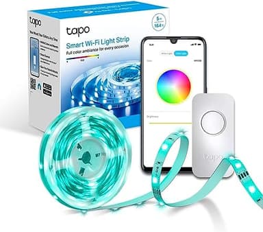 Tapo L900-5 – Tira LED Wi-Fi de 5M, 12V, 16 millones de colores con 2100 mcd, adecuado para la familia, sincronización con música, compatible con Google y Alexa