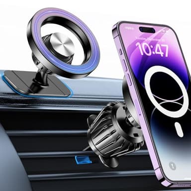 Soporte Movil Coche Magsafe【Super imanes】 Soporte Magnetico movil Coche, Soporte iPhone Coche【360° Rotación】 Soporte Movil Coche Iman para iPhone 16 15 14 13 12 Pro MAX Plus MagSafe Accesorios Coche