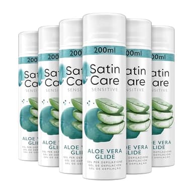 Satin Care Gel De Depilación Para Mujer, Con Aloe Vera, Para Pieles Sensibles, Depilación Suave Sin Irritación, 6x200ml