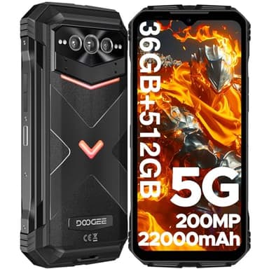 DOOGEE VMAX Plus [2025] Movil Resistente 36GB+512GB, 22000mAh 33W, Cámara 200MP+Visión Nocturna, 6.58" FHD+ 120Hz, Dimensity 7050 Móvil irrompible 5G, Android 14, TF 2TB, IP68IP69K/NFC/WiFi6/Huella
