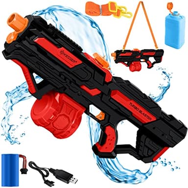 KESSER® Pistola de Agua Eléctrica con Batería Pistola Pulverizadora 1000 ml + 600 ml Depósito Extra Gran Pistola Pulverizadora de Agua para Niños y Adultos, Muy Potente 16m de Alcance
