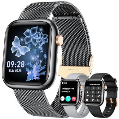 Reloj Inteligente Mujer Smartwatch con Llamada: 1.83'' Digital Smart Watch con Bluetooth Impermeable IP67 Pulsómetro/Monitor de Sueño 123 Deportivos Pulsera Actividad 3 Correa para iPhone iOS Android