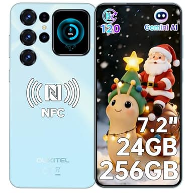 OUKITEL C68 Plus Telefonos Moviles Libres - 7,2 Pulgadas HD+ 120Hz 1.8" Pantalla Trasera 24GB RAM+256GB ROM/TF 1TB Smartphone, 64MP+8MP, Batería 6000mAh, Android 15,4G Dual SIM/Face ID/Fingerprint/NFC