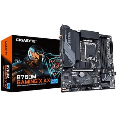 GIGABYTE B760M Gaming X AX Placa Base - Compatible con procesadores Intel Core 14ª generación, VRM de 8+1+1 Fases, hasta 7600 MHz DDR5, 2xPCIe 4.0 M.2, Wi-Fi 6E, LAN 2.5GbE, USB 3.2 Gen 2
