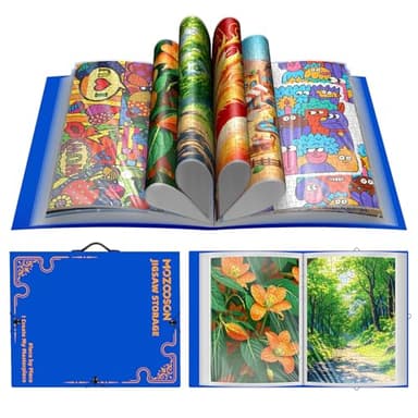MOZOOSON Carpeta de Almacenamiento para 1000 Piezas, Organizador de Rrompecabezas con 25 Bolsillos, Portátil de Gran Capacidad, Guarda Puzzle, Accesorios Puzzle Protectores y Antipolvo (Blue)