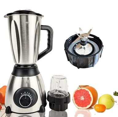 Licuadora Shiro 800W Vaso de Acero Inoxidable 1.5L, 5 Velocidades y Función Pulso – Vaso de molinillo de vidrio