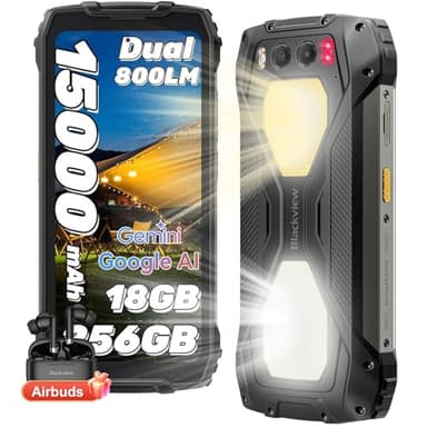 Blackview BV7300 Movil Irrompible Android 14(538g)-15000mAh 18GB+256GB(2TB/TF) G81 Movil Resistente, 6.67" 90Hz/50MP+32MP/NFC/Dual SIM/Visión Nocturna 20MP/GPS/FM/Fingerprint/800LM Luz de Camping
