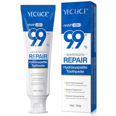 Pasta de Dientes de Hidroxiapatita 120 g, Sin Flúor Pasta Dental con 9,9% Nano Hidroxiapatita, Protege el Esmalte Dental, Alivia la Sensibilidad, Fortalece los Dientes, Cuidado Bucal