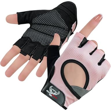BEAST RAGE Guantes de Fitness parlevantamiento de Pesas para Hombres y Mujeres, Transpirables,Antideslizantes,Acolchados de Silicona,Guantes de Gimnasio Entrenamiento Ciclismo (M, Rosa)