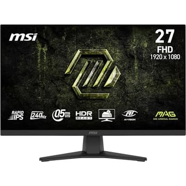 MSI mag 272F X24 - Pantalla para Juegos (27 Pulgadas, Full HD, IPS 1920 x 1080, 240 Hz/0,5 ms, HDR Ready, Eye Care, AI Vision HDMI 2.0b, P 1.2a, diseño sin Bordes, Compatible con VESA, Negro