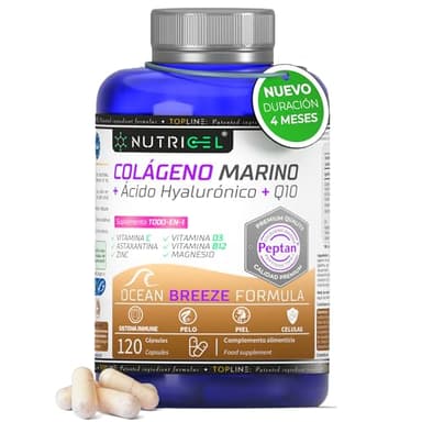 Colágeno Marino Hidrolizado Peptan® + Ácido hialuronico + Magnesio + Astaxantina + CoQ10 + Zinc + Vitaminas C, D3 y B12 - Articulaciones Fuertes, Piel Tersa y Energía - Probada en laboratorio