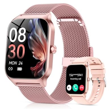 CASCHO Reloj Inteligente Mujer,1.85" HD Smartwatch con Llamadas,120+ Modos Deportes, Monitor Cardiaco y Sueño, Whatsapp Llamadas Bluetooth, Regalo Mujer, Android/iOS, Oro Rosa