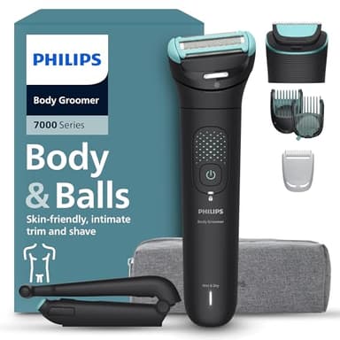 Philips Afeitadora Corporal S7000 - Recortadora para Hombre con Cabezal Pivotante Intercambiable 2D, Sistema Triple Protect, Apta para la Ducha y la Zona Íntima, 120 min. de Autonomía, BG7480/15