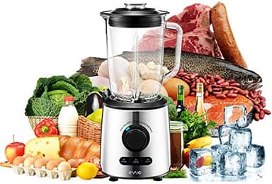 EVVO Batidora de vaso, Pontencia 600W, 21000RPM Máxima Velocidad, Ideal para Batidos, Smoothies y Picar Hielo, Capacidad de 1,5 Litros, Preparada para Batir, Triturar y Picar (Modelo Tasty Cyclon)