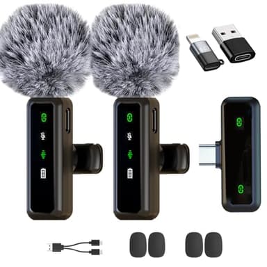 XIXIXIAXIA Mini Micrófono Inalámbrico Solapa para iPhone/Teléfono Móvil Android/PC,Micrófono Lavalier Inalámbrico Plug-Play Inalambrico para Grabaciones TikTok Transmisión en Vivo, Youtube, Facebook