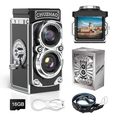 CHUZHAO Mini Cámara Digital Retro, 1080P FHD Vídeo 12MP Enfoque Automático Cámara de Fotos, Camara Digital Vintage Compacta con Tarjeta de 16GB, Principiantes, Adolescentes, niños y Adultos