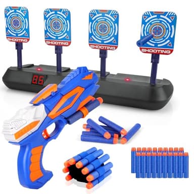 Diana Electronica con Pistola para Nerf, Objetivo de Tiro Automático con 20 Balas & Muñequeras, Juguete Niños 3 4 5 6 7 8 9 10 11 12 Años Regalos Cumpleaños Navidad Juego Infantil Blaster Gun