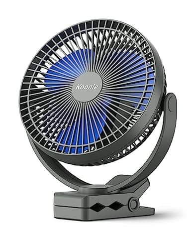 Ventilador portátil recargable de 10000 mAh, ventilador de 8 pulgadas con batería, ventilador USB, 4 velocidades, fuerte flujo de aire, abrazadera resistente para escritorio personal, golf, coche