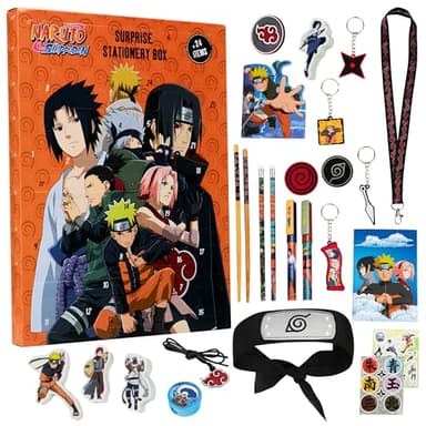 Naruto Calendario Adviento 2025 Calendário Cuenta Atrás para Navidad Anime Papelería y Accesorios Material Escolar Bolígrafos Pegatinas (Naranja)