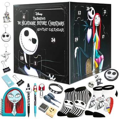 Disney The Nightmare Before Christmas Calendario Adviento 2025 Mujer y Adolescente Calendário Cuenta Atrás para Navidad Papelería y Accesorios (Negro/Multi)