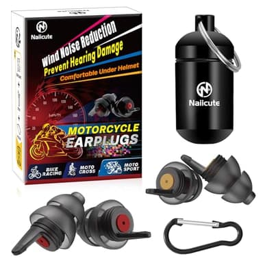 Tapón oído Moto 2 pares, Tapones de protección auditiva para motociclistas, tapones para touring, protección contra el ruido, reutilizables y suaves, para el tráfico audible Negro