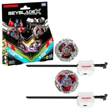 Beyblade X, Pack múltiple Colaboración con Transformers, Set Optimus Prime 4-60P vs. Megatron 4-80B con 2 Tops y 2 lanzadores, Tops de Batalla para niños y niñas a Partir de 8 años