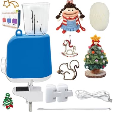 Tricotin Automático, Muy Eficiente, Mini Molino de Tejer, Cuerda Decorativa para Tejer, Máquina de Tejer, Incluye hilo y caja de regalo., Fácil Aplicación para Principiantes, Azul