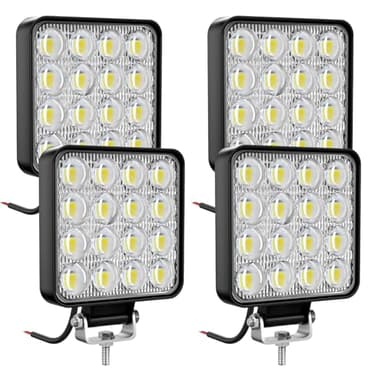antom 4Pcs Focos Led 12v 72W cuadrado de 3,3 pulgadas faro 12v 24V IP67 impermeable luz de marcha atrás faro auxiliar coche para excavadoras tractores ATV camiones