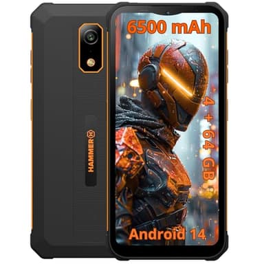 Hammer Iron Steel Lite sin Contrato Robusto, Resistente al Agua, Dual SIM, Potente batería de 6500 mAh, 64GB + 4GB RAM, Android 14, cámara 13 Mpx con Sensor de visión Nocturna, 300 Horas en Espera