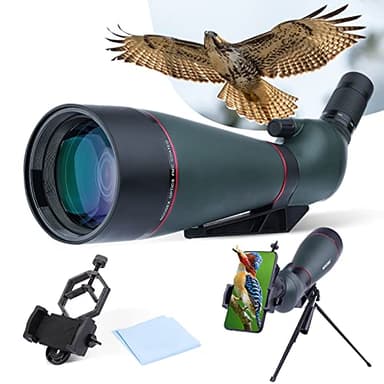 Telescopio terrestre Resistente al Agua 25-75 x 100 mm con trípode, Estuche de Transporte, Lente FMC para observación de Aves, Caza, Turismo al Aire Libre, Verde