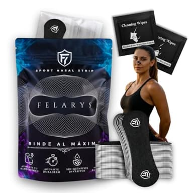 FELARYS Tiras Nasales Deportivas para Respirar Mejor – Nasal Strips de Alta Fijación para Entrenamiento y Deporte, Cómodas sin Imanes, Mejoran el Flujo de Aire y el Rendimiento