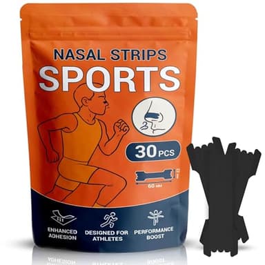 VERY IMPORTANT RUNNER - Pack 30 Tiras Nasales Deportivas Negras - Optimiza el Rendimiento Deportivo - Mejora la Respiración por la Nariz - Ideal para Correr, Fitness, Tenis, Ciclismo (60 x 22 mm)