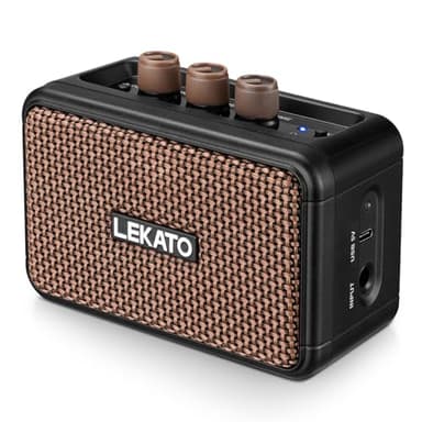 LEKATO - Mini amplificador de guitarra eléctrica recargable inalámbrico de 5 W con efectos Clean/Overdriver, amplificador de práctica portátil Bluetooth 5.0 para práctica en casa y fiesta de música