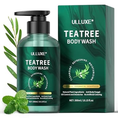 Gel de ducha antifúngico de árbol de té para el acné de espalda, pie de atleta y mal olor corporal. Native Body Wash con aceite de menta y aceite de eucalipto, 300 ml