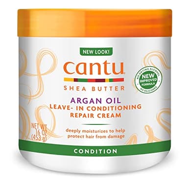 Crema reparadora acondicionadora sin enjuague con aceite de argán CANTU, 453 g El empaque puede variar