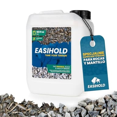 EASIHOLD ROCKS - Aglutinante de grava XL de 5 litros para unir piedras, cortezas y grava en bordes, patios y caminos de jardín. Dura hasta 3 años, no tóxico, listo para usar.
