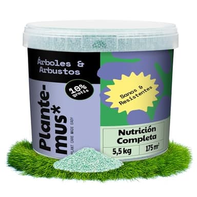 PLANTEMUS Abono Árboles y Setos. Cítricos, Coníferas, Olivos, Limoneros, Frutales, Palmeras y Plantas de Exterior, Fertilizante Granulado, 5.5 KG