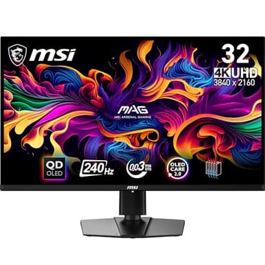 MSI mag 321UPX QD-OLED Monitor Gaming, 31,5" 4K UHD, 3840 x 2160 Quantum Dot OLED Panel, 240Hz / 0.03ms, 99% DCI-P3, ΔE≤2, DisplayHDR True Black 400, DP 1.4a, HDMI 2.1, USB Type-C
