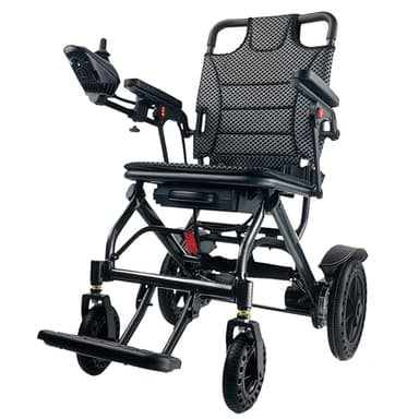 ByteTecpeak D04 - Silla de ruedas eléctrica plegable y ligera, motor silencioso de 500 W, batería extraíble de 10 Ah, rango de 20 km, marco de aleación de aluminio de fibra de carbono, soporta 150 kg