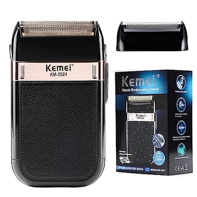 KEMEI afeitadora electrica hombre, afeitadora de láminas a prueba de agua,maquina de afeitar recargables sin cable, Regalos para el Día del Padre