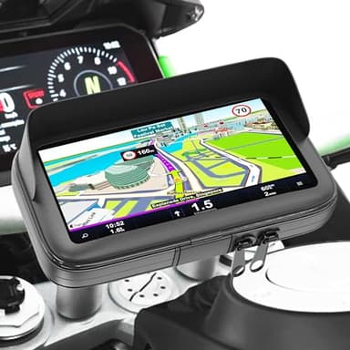 Turnaroundtech Soporte movil Moto Impermeable con Cargador 2.1A conexion rapida Funda con Visera antireflejos Valida para Smartphones hasta 7.5" sujecion al Manillar irrompible