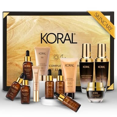 KORAL Kit 12 Productos Rutina Coreana Skincare Facial para Todo Tipo de Pieles
